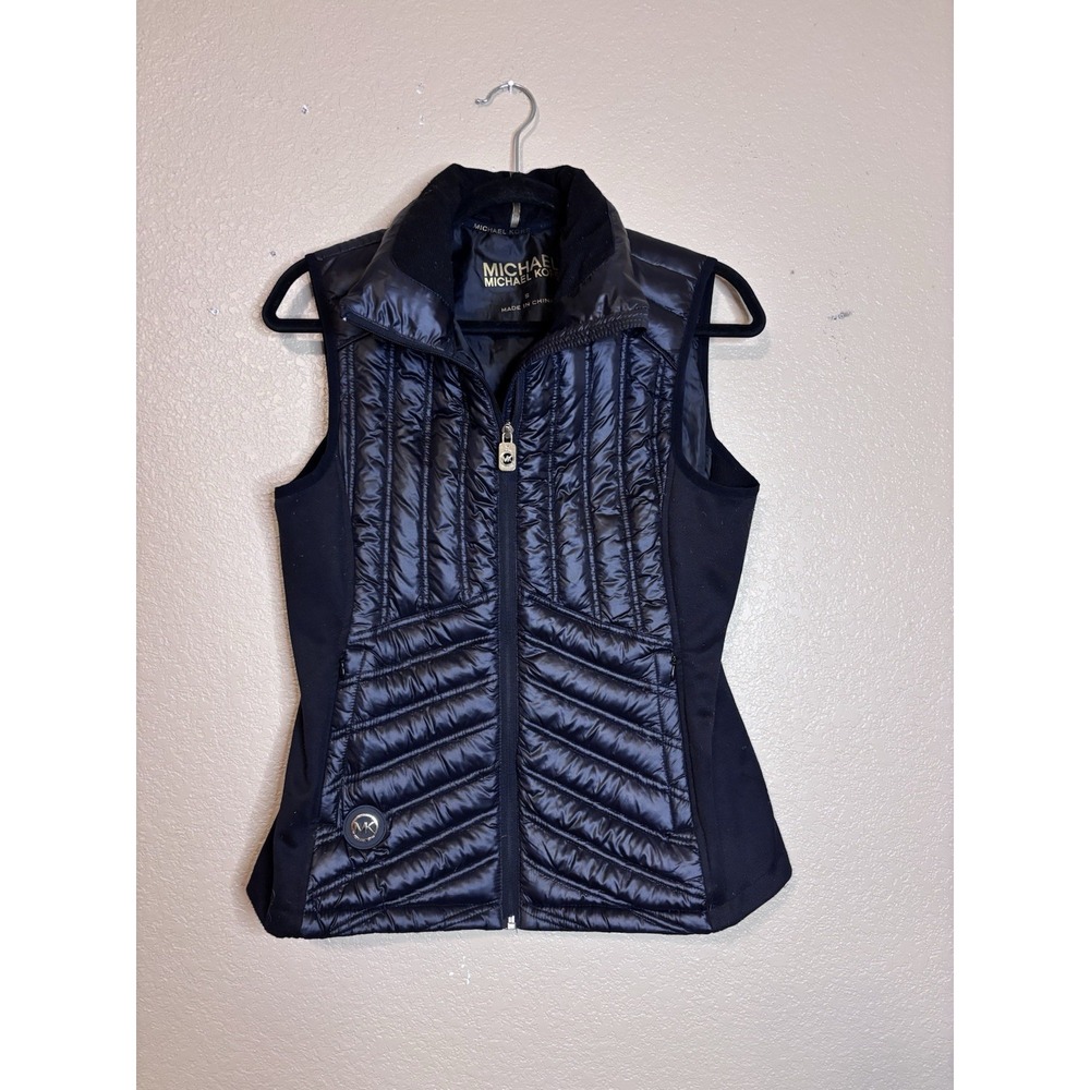 Women's Michael Kors Black Puffer‎ Vest Size S Small Quilted - No Zip On Hood